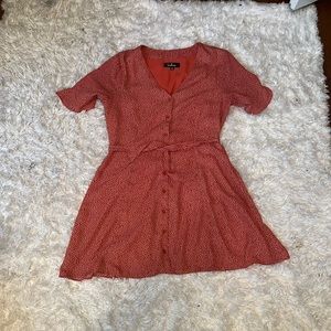 Lulus floral button down red dress - Red